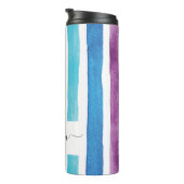 Regenbogen-Monogramm-Schrift-Name-Streifen Custom Thermosbecher (Nach rechts gedreht)