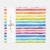 Regenbogen-Monogramm-Schriftzug Wasserfarben-Strei Fleecedecke (Vorderseite (Horizontal))