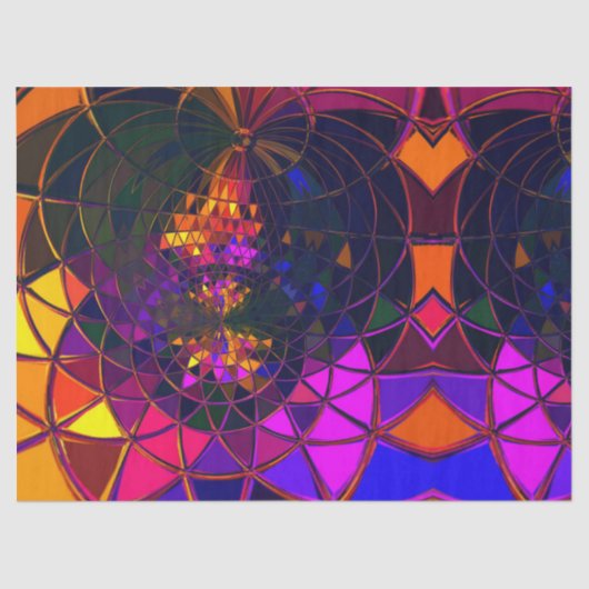 Regenbogen-Mosaik-Buntglas-geometrischer Druck Seidenpapier (Vorderseite)