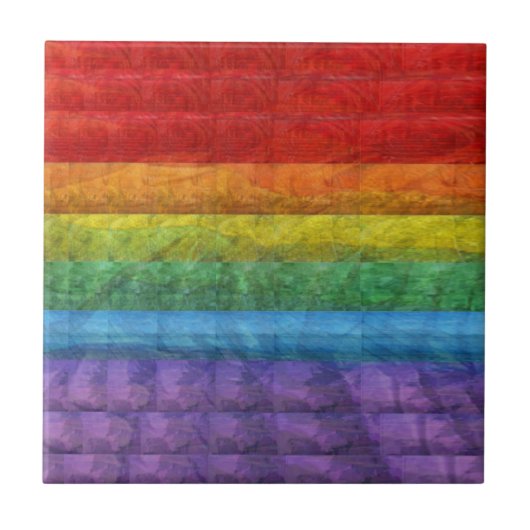 Regenbogen-Mosaik-Gay Pride-Flagge Fliese (Vorderseite)