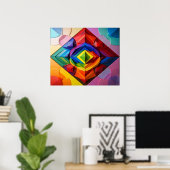 Regenbogen-Mosaik-Geometrisches Muster Abstrakt Poster (Heimbüro)