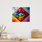 Regenbogen-Mosaik-Geometrisches Muster Abstrakt Poster (Küche)