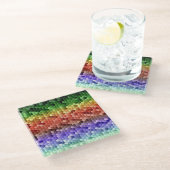 Regenbogen-Mosaik Glasuntersetzer (Schrägansicht)