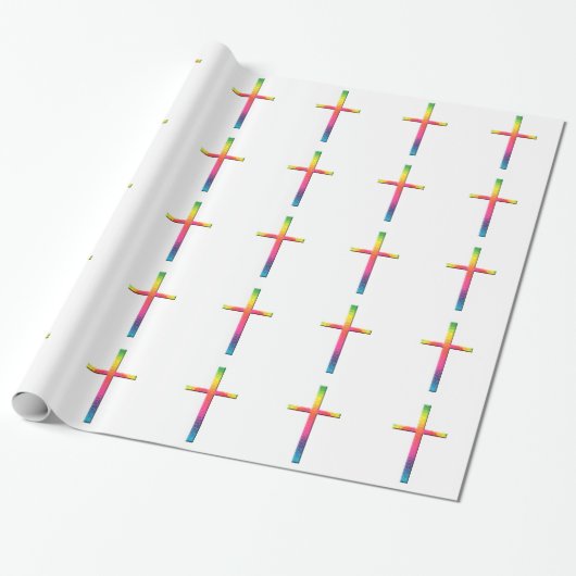 Regenbogen-Mosaik-Kreuz Geschenkpapier (Ungerollt)