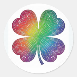 Regenbogen-Mosaik-Vierblattklee-Aufkleber Runder Aufkleber