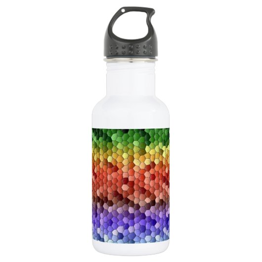 Regenbogen-Mosaikmuster Edelstahlflasche (Vorderseite)