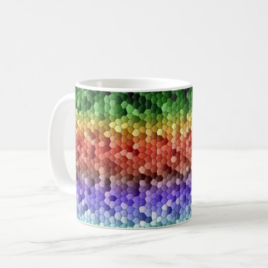 Regenbogen-Mosaikmuster Kaffeetasse (Vorderseite Links)