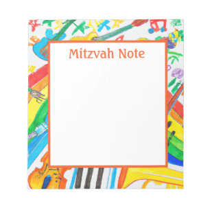 Regenbogen-Musik-Mädchen-Jungen-Bar-Mitzwa-Notizen Notizblock