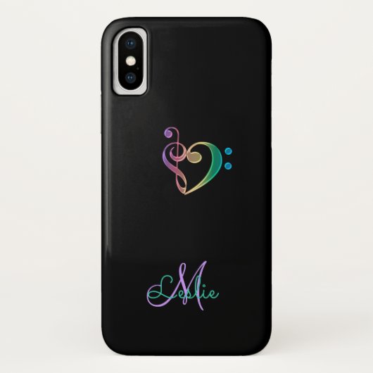 Regenbogen-Musikclef-Herz iPhone X Fall Case-Mate iPhone Hülle (Rückseite)