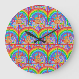 Regenbogen Musikinstrumente Band-Lehrer Musiker  Große Wanduhr