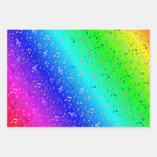 Regenbogen,Musiknote, Luxus, Gold, königlich, eleg Geschenkpapier Set