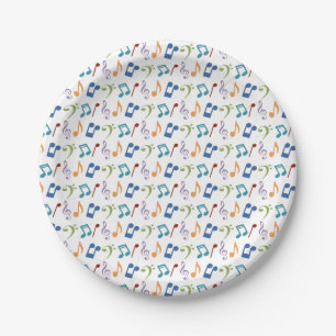 Regenbogen-Musiknote (weiß) Party Pappteller