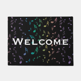 Regenbogen-Musiknoten auf Schwarzem Fußmatte