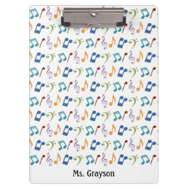 Regenbogen-Musiknoten Klemmbrett-Personalisiert Klemmbrett