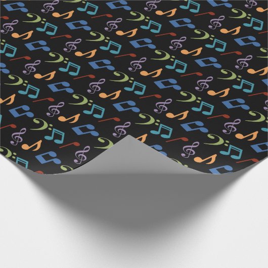 Regenbogen-Musiknoten (Schwarzer Hintergrund) Geschenkpapier (Ecke)