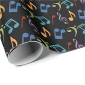 Regenbogen-Musiknoten (Schwarzer Hintergrund) Geschenkpapier (Rolleneckpunkt)