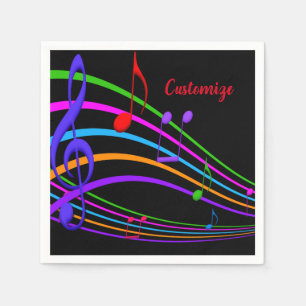 Regenbogen-Musiknoten-Servietten Serviette