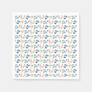 Regenbogen-Musiknoten (weiß) Serviette