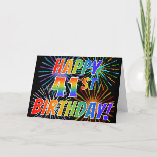 Regenbogen-Muster "ALLES GUTE ZUM 41. GEBURTSTAG!" Karte