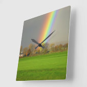 Regenbogen nach dem Sturm-Uhr! Quadratische Wanduhr (Winkel)