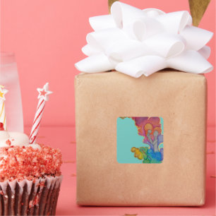 Regenbogen nach dem Sturmaufkleber Quadratischer Aufkleber