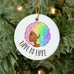 Regenbogen nach LGBTQ Liebe ist Liebe stolz schwar Keramik Ornament