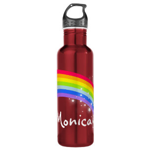 Regenbogen-Namensschild Trinkflasche für Kinder in