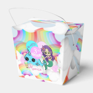 Regenbogen Narwal, Meerjungfrauen-Party Geschenkschachtel