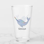 Regenbogen Narwhal Namensglas Glas (Vorderseite)
