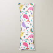Regenbogen Narwhal unter den Meermädchen Seitenschläferkissen (Rückseite (Vertikal))