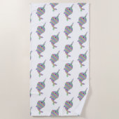 Regenbogen Narwhals Badetuch (Vorderseite)