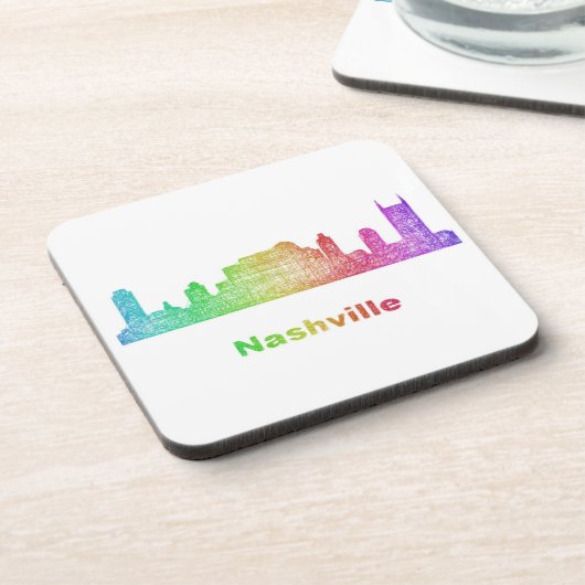 Regenbogen-Nashville-Skyline Untersetzer (Linke Seite)