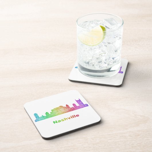 Regenbogen-Nashville-Skyline Untersetzer (Rechte Seite)