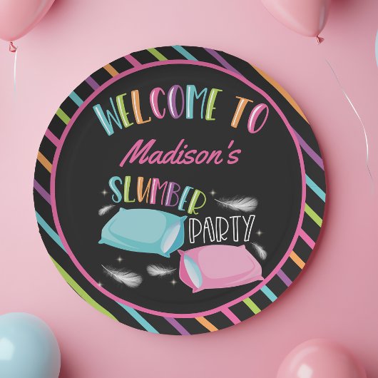 Regenbogen Nebel Slumber Party Sleepover Personali Pappteller