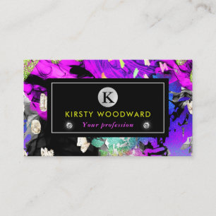 Regenbogen Neon Abstrakter Glitter Visitenkarte