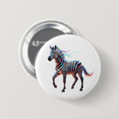 Regenbogen-Neon-Fantasy-Zebra Button (Vorne & Hinten)