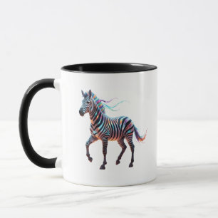 Regenbogen Neon Fantasy Zebra Tasse