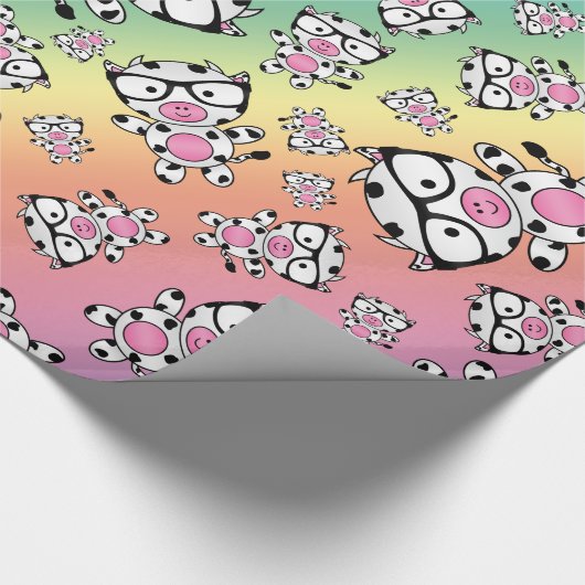 Regenbogen-Nerd-Kuhmuster Geschenkpapier (Ecke)
