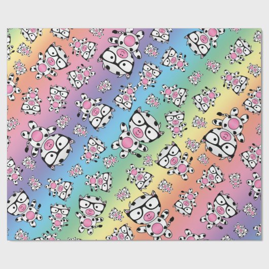 Regenbogen-Nerd-Kuhmuster Geschenkpapier (Flach)