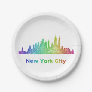 Regenbogen-New- York CitySkyline Pappteller