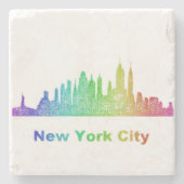 Regenbogen-New- York CitySkyline Steinuntersetzer (Vorderseite)