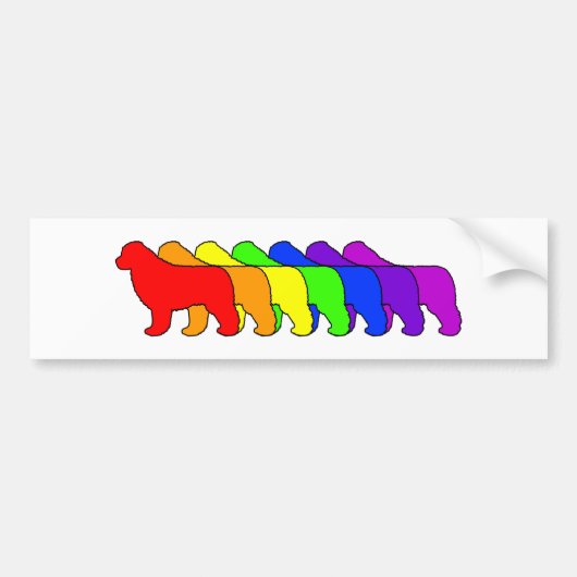 Regenbogen Newfie Autoaufkleber (Vorne)