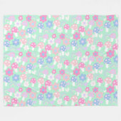 Regenbogen, Niedliche Pilze und Blume Fleecedecke (Vorderseite (Horizontal))