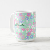 Regenbogen, Niedliche Pilze und Blume Kaffeetasse (Vorderseite Links)