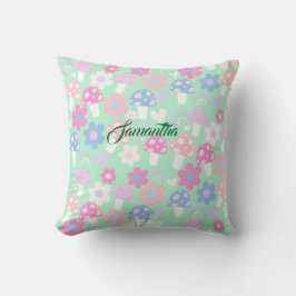 Regenbogen, Niedliche Pilze und Blume Kissen