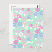 Regenbogen, Niedliche Pilze und Blume Postkarte (Vorne/Hinten)