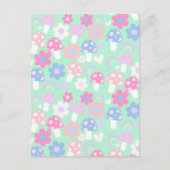 Regenbogen, Niedliche Pilze und Blume Postkarte (Vorderseite)