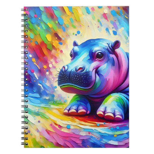Regenbogen Nilpferd Sonnenschein Notizbuch Notizblock (Vorderseite)