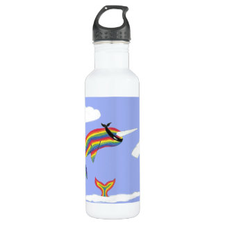 Regenbogen Ninja Narwhal, der Flasche fliegt Trinkflasche