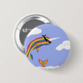 Regenbogen Ninja Narwhal, der fliegt Button (Vorne & Hinten)